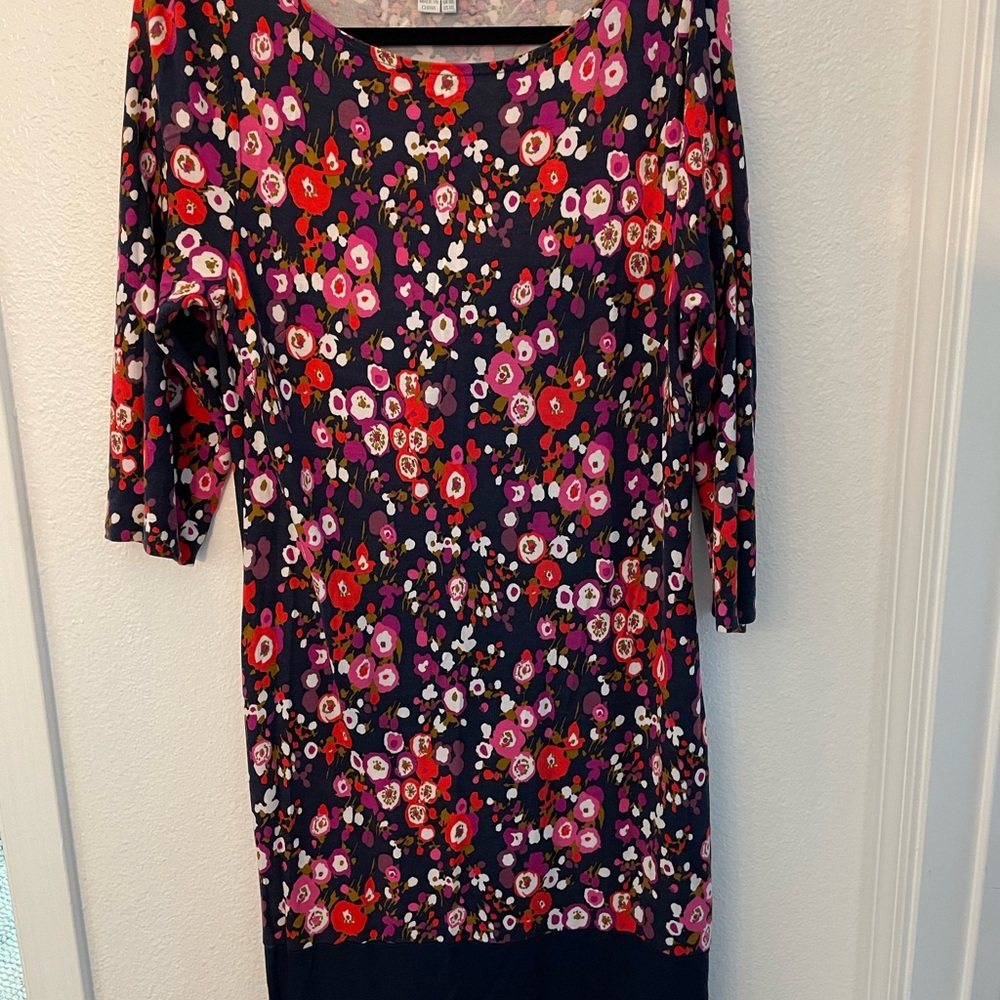 Boden Navy and Pink Floral Long Sleeve Dress